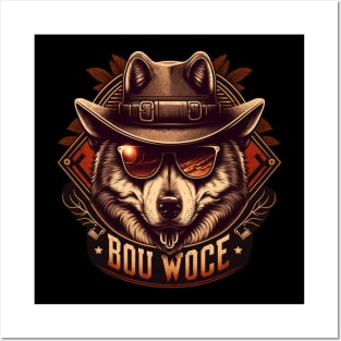 Retro logo with a Wolf Posters and Art